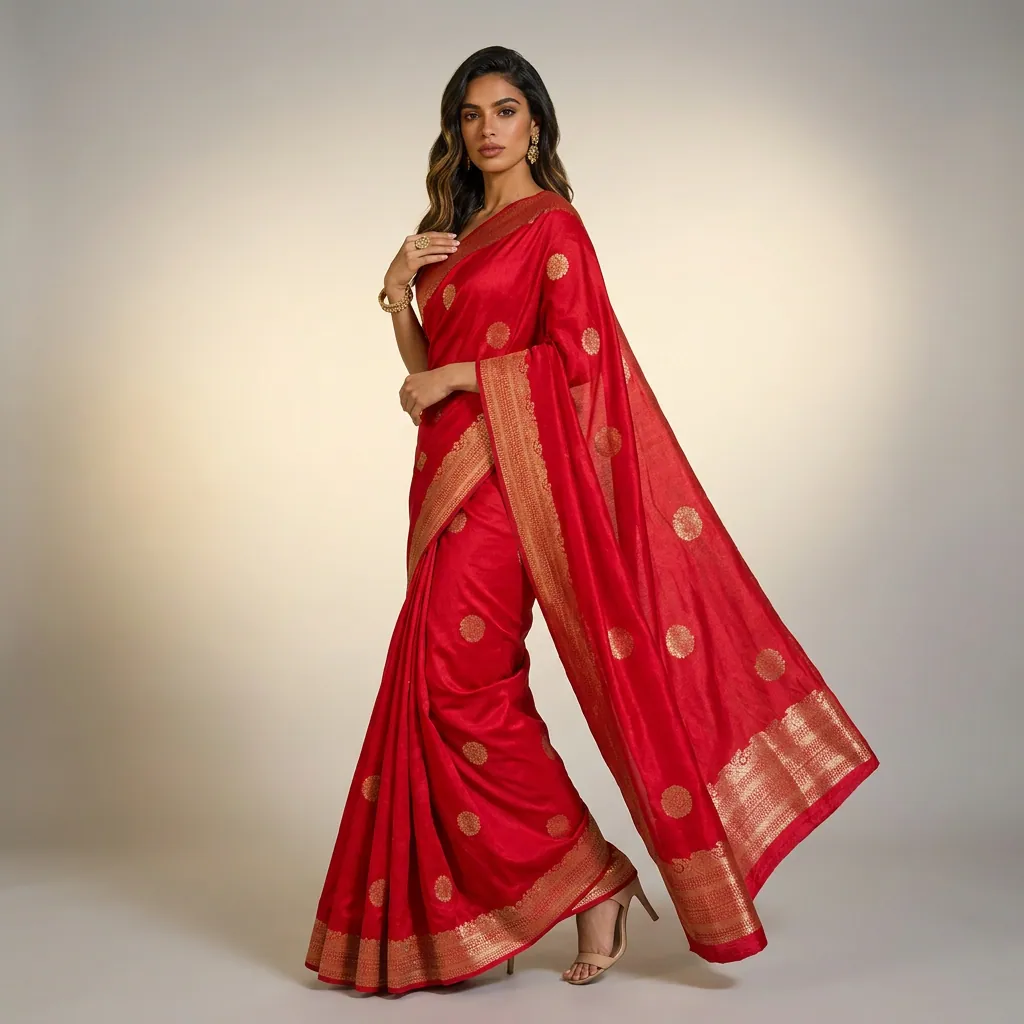 AI on-model saree catalog photo